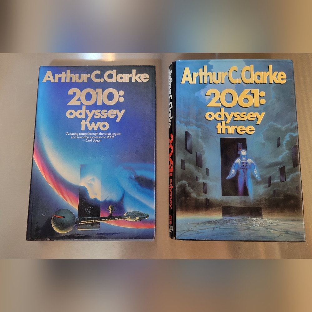 VTG 1980s HCDJ Book Lot Of 2 Arthur C. Clarke Odyssey Two & Odyssey Three